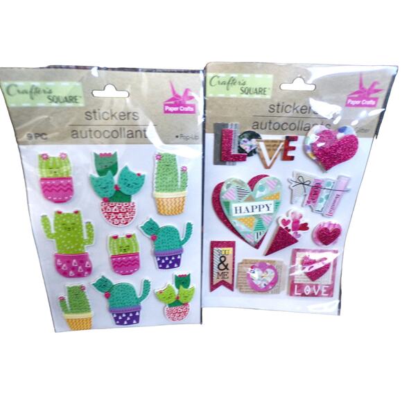 Crafter's Square Flower Butterfly Garden Cat Cactus Sticker Large Lot 20 Package - Picture 3 of 7